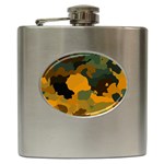 Background For Scrapbooking Or Other Camouflage Patterns Orange And Green Hip Flask (6 oz) Front