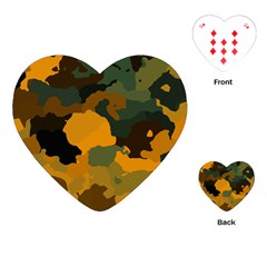 Background For Scrapbooking Or Other Camouflage Patterns Orange And Green Playing Cards (heart)  by Nexatart