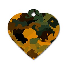 Background For Scrapbooking Or Other Camouflage Patterns Orange And Green Dog Tag Heart (two Sides) by Nexatart