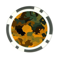 Background For Scrapbooking Or Other Camouflage Patterns Orange And Green Poker Chip Card Guard by Nexatart