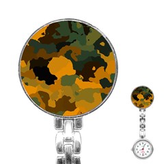 Background For Scrapbooking Or Other Camouflage Patterns Orange And Green Stainless Steel Nurses Watch by Nexatart