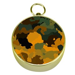 Background For Scrapbooking Or Other Camouflage Patterns Orange And Green Gold Compasses by Nexatart