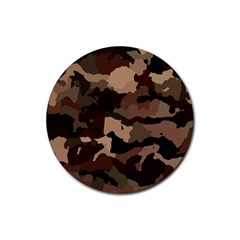 Background For Scrapbooking Or Other Camouflage Patterns Beige And Brown Rubber Coaster (round)  by Nexatart