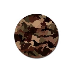 Background For Scrapbooking Or Other Camouflage Patterns Beige And Brown Magnet 3  (round) by Nexatart