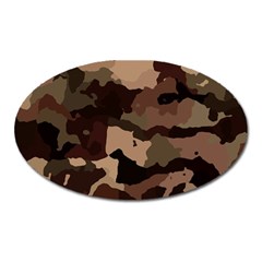 Background For Scrapbooking Or Other Camouflage Patterns Beige And Brown Oval Magnet by Nexatart