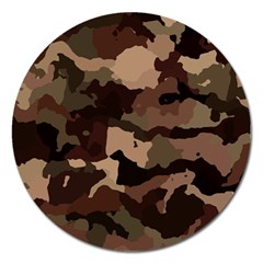 Background For Scrapbooking Or Other Camouflage Patterns Beige And Brown Magnet 5  (round) by Nexatart