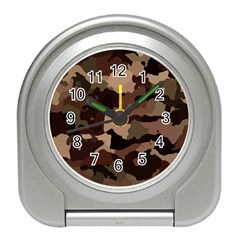 Background For Scrapbooking Or Other Camouflage Patterns Beige And Brown Travel Alarm Clocks by Nexatart