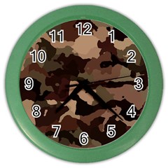 Background For Scrapbooking Or Other Camouflage Patterns Beige And Brown Color Wall Clocks by Nexatart