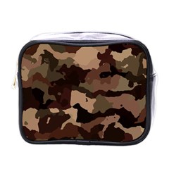 Background For Scrapbooking Or Other Camouflage Patterns Beige And Brown Mini Toiletries Bags by Nexatart