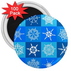 Background Blue Decoration 3  Magnets (100 Pack)