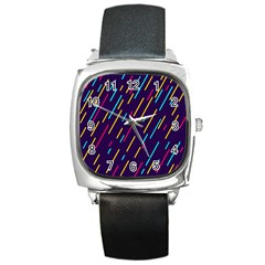 Background Lines Forms Square Metal Watch by Nexatart