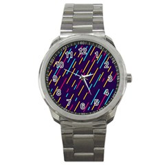 Background Lines Forms Sport Metal Watch