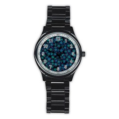 Background Abstract Textile Design Stainless Steel Round Watch by Nexatart