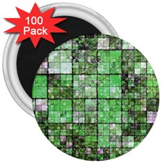 Background Of Green Squares 3  Magnets (100 Pack)