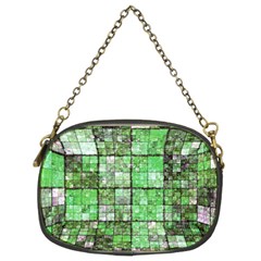 Background Of Green Squares Chain Purses (two Sides) 