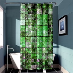 Background Of Green Squares Shower Curtain 36  X 72  (stall) 