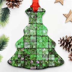 Background Of Green Squares Christmas Tree Ornament (two Sides) by Nexatart