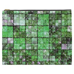 Background Of Green Squares Cosmetic Bag (xxxl)  by Nexatart