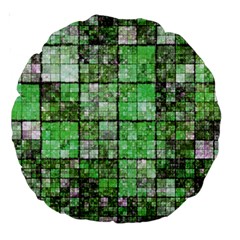 Background Of Green Squares Large 18  Premium Round Cushions by Nexatart