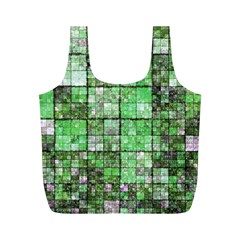 Background Of Green Squares Full Print Recycle Bags (m)  by Nexatart