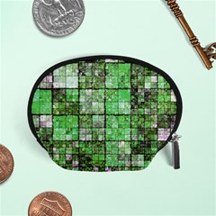 Background Of Green Squares Accessory Pouches (small)  by Nexatart