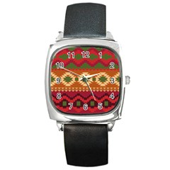 Background Plot Fashion Square Metal Watch by Nexatart