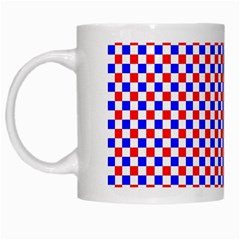 Blue Red Checkered White Mugs