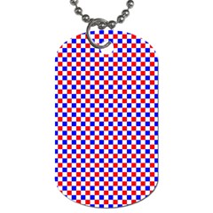 Blue Red Checkered Dog Tag (two Sides) by Nexatart