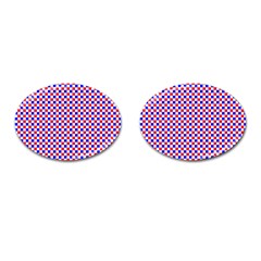 Blue Red Checkered Cufflinks (oval) by Nexatart