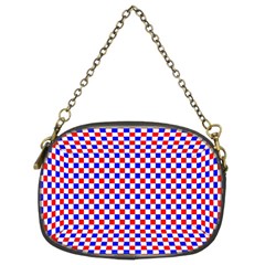 Blue Red Checkered Chain Purses (two Sides)  by Nexatart