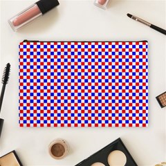 Blue Red Checkered Cosmetic Bag (large)  by Nexatart