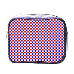 Blue Red Checkered Mini Toiletries Bags by Nexatart