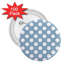 Blue Polkadot Background 2 25  Buttons (100 Pack) 