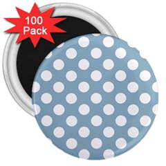 Blue Polkadot Background 3  Magnets (100 Pack)