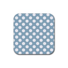 Blue Polkadot Background Rubber Coaster (square)  by Nexatart