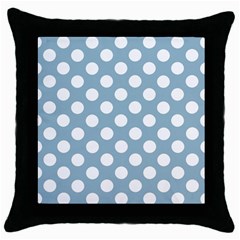 Blue Polkadot Background Throw Pillow Case (black)