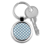 Blue Polkadot Background Key Chains (Round)  Front