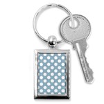 Blue Polkadot Background Key Chains (Rectangle)  Front