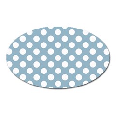 Blue Polkadot Background Oval Magnet