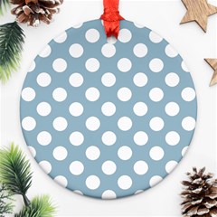 Blue Polkadot Background Round Ornament (two Sides) by Nexatart