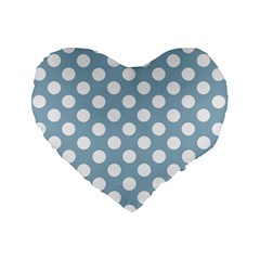 Blue Polkadot Background Standard 16  Premium Heart Shape Cushions by Nexatart