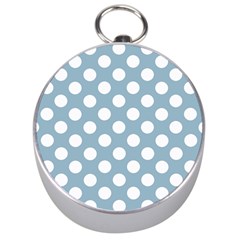 Blue Polkadot Background Silver Compasses by Nexatart