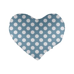 Blue Polkadot Background Standard 16  Premium Flano Heart Shape Cushions by Nexatart