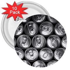 Black And White Doses Cans Fuzzy Drinks 3  Buttons (10 Pack)  by Nexatart