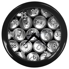 Black And White Doses Cans Fuzzy Drinks Wall Clocks (black) by Nexatart