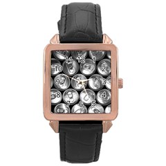 Black And White Doses Cans Fuzzy Drinks Rose Gold Leather Watch 