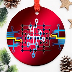 Board Circuits Trace Control Center Ornament (round) by Nexatart