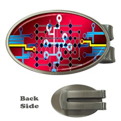 Board Circuits Trace Control Center Money Clips (oval)  by Nexatart