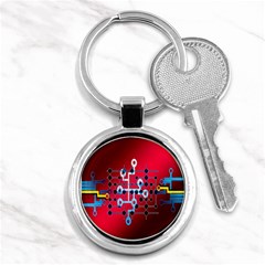 Board Circuits Trace Control Center Key Chains (round)  by Nexatart