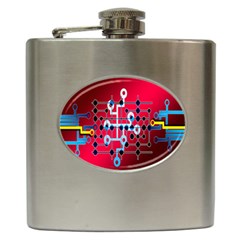 Board Circuits Trace Control Center Hip Flask (6 Oz) by Nexatart